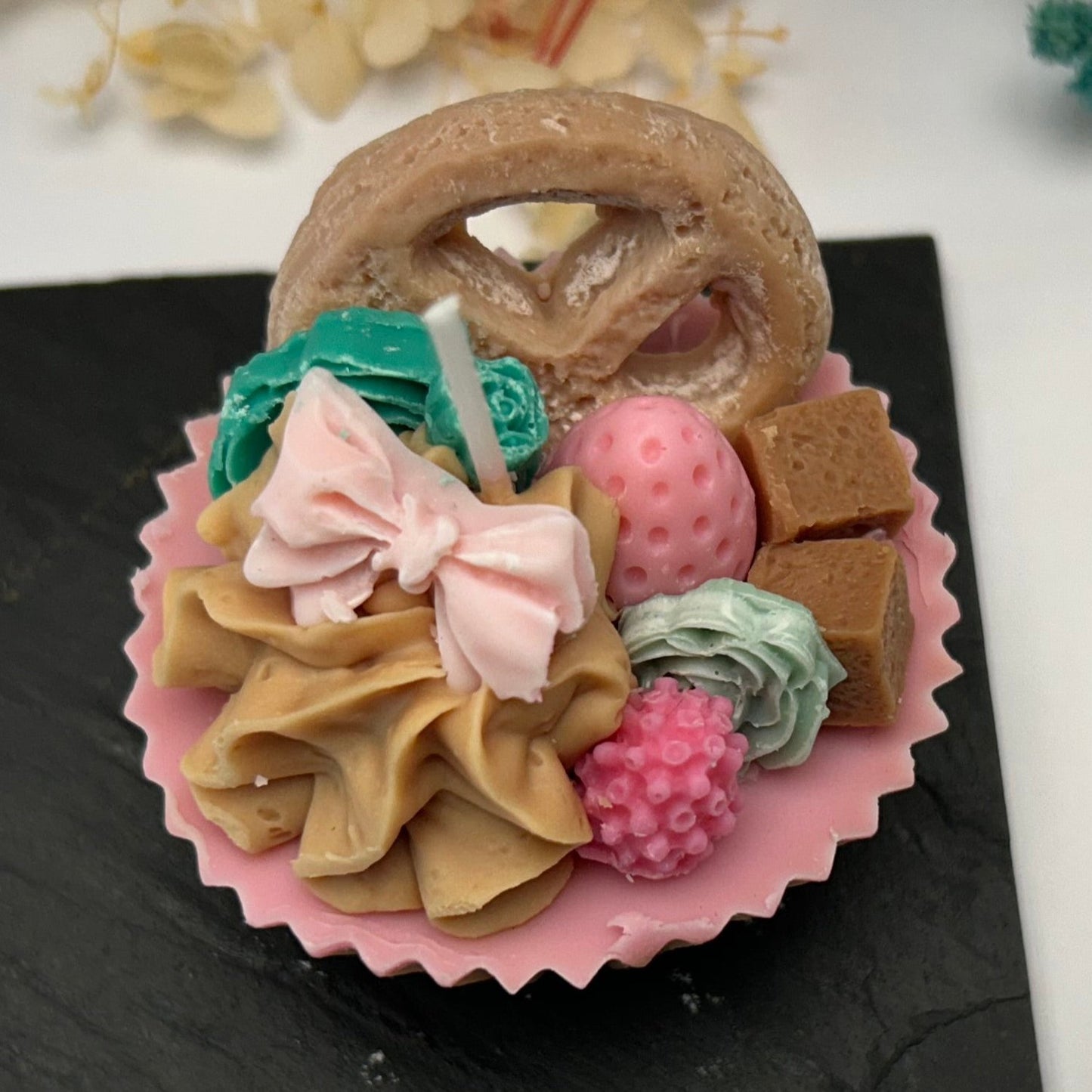 Kerze - Schoko- Erdbeercupcake