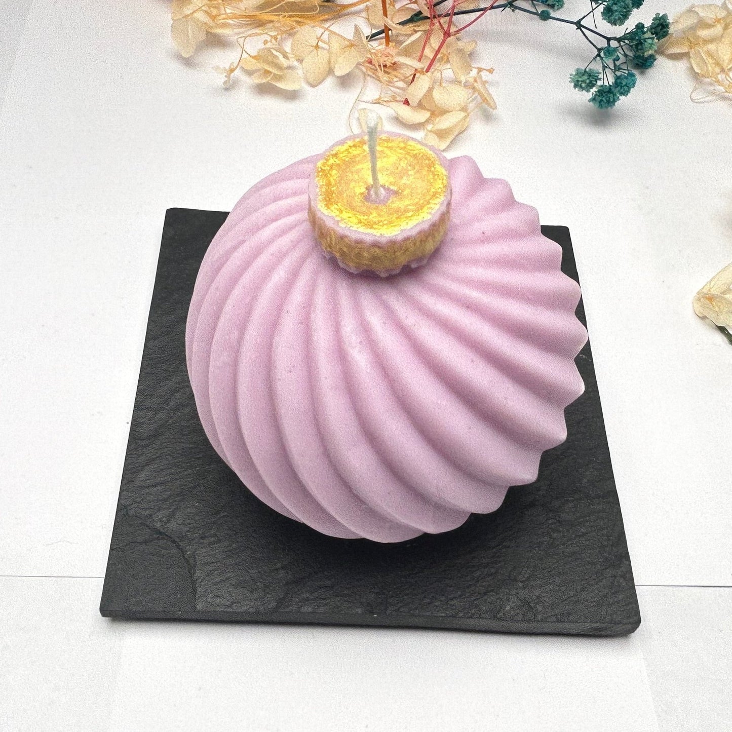 Kerze - Violette Weihnachtskugel