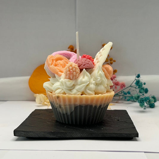 Kerze - Lachsfarbener Cupcake